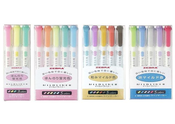 

35pcs japanese stationery highlighter pen mild liner double headed fluorescent pen drawing marker pens zebra mildliner scribble2090178
