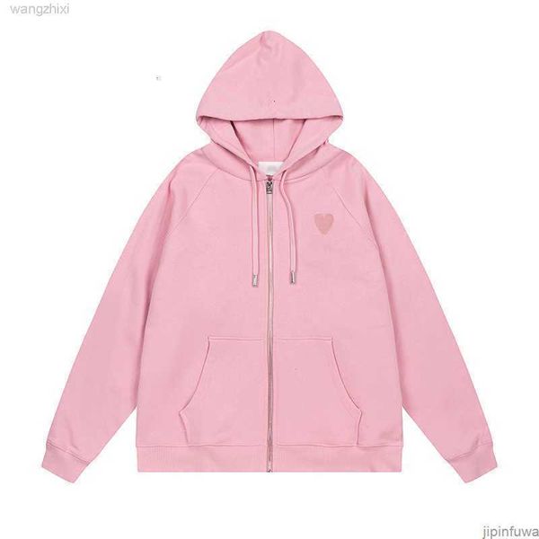 

amis paris zipper hoodies for men and women designers amies de coeur hoody embroidered red love winter round neck jumper couple sweatshirts, Black