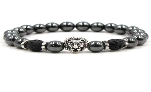 

black hematite beaded strands stone lava rock bracelets alloy gold plated silver skull lion owl for women men bracelet bangles jew7193447