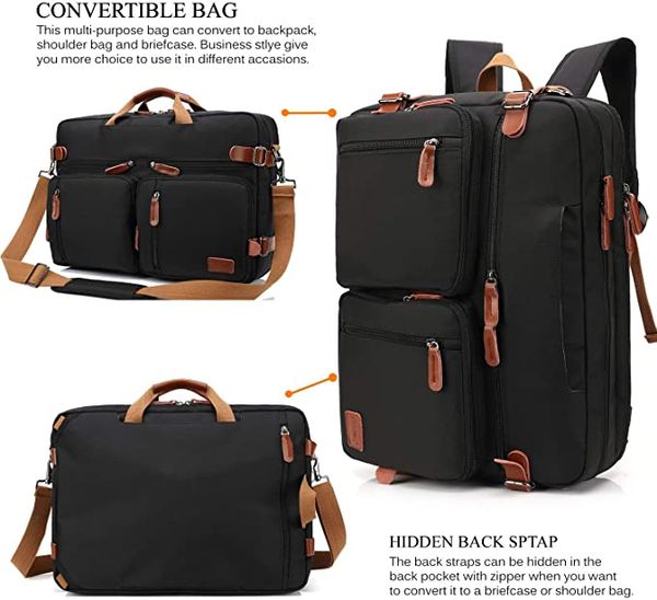 

convertible backpack messenger bag shoulder bag lapcase handbag business briefcase multi-functional travel rucksack fits 17.3 inch lapfor me