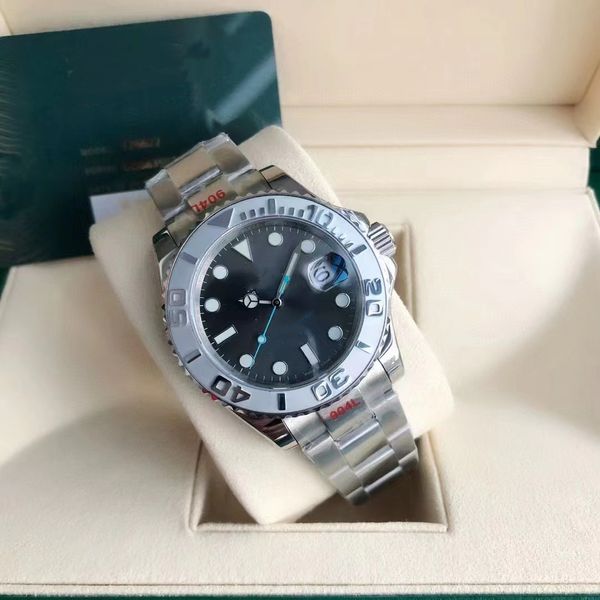 

with box mens watch automatic watches mechanical couple watchs 40mm 904l stainless steel blue black ceramic sapphire glass ceramic coke beze, Slivery;brown