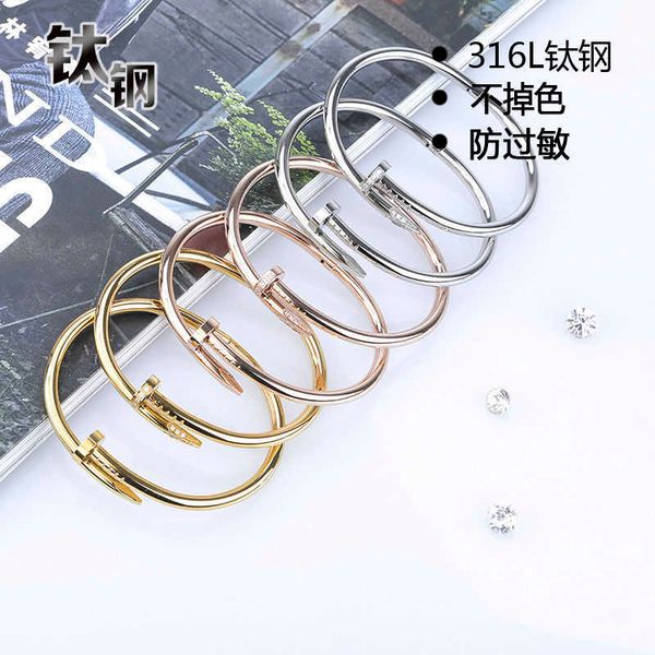 

selling item titanium steel nail bracelet ins niche design for male and female couples high-end gift, Black