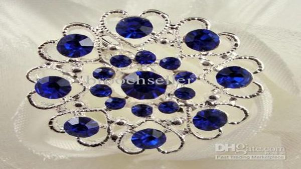 

silver tone royal blue rhinestone crystal diamante heart brooch pin1532977, Gray