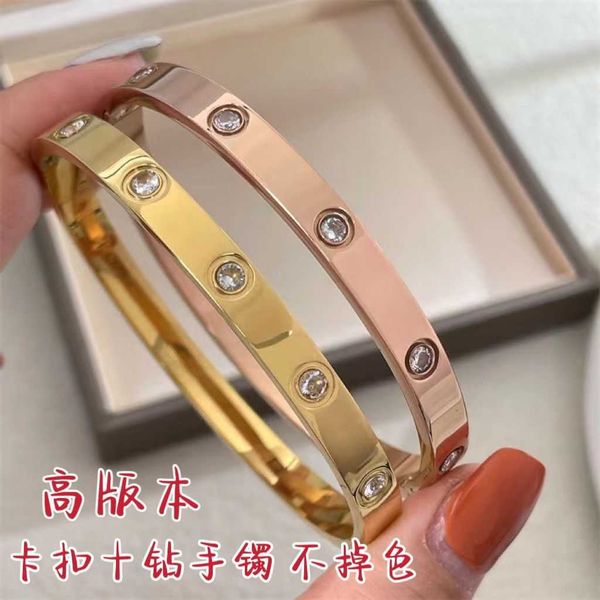 

eller high version buckle ten diamond bracelet with non fading oval inset light luxury style to send girlfriend and friend couple, Black