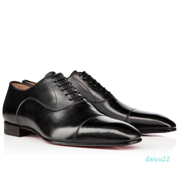 

with box loubutins christians red-bottomes 2022 new shoes mens wedding party dress business shoes flat greggo mens flat patent leather oxfor, Black