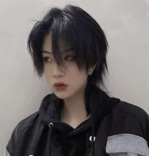 

wig men039s short hair korean version handsome net red mullet head wolf tail natural men039s and women039s chemical fiber2522608, Black