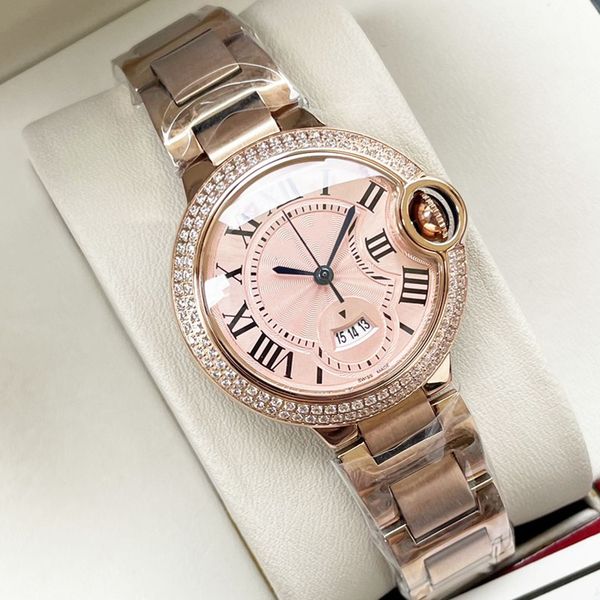 

Designer Watches Womens Watch Diamond Watch Quartz Movement 33mm Watch 316 Stainless Steel Case with Sapphire Mirror Sun Moon Star woman Watch Gold Pink watch femme