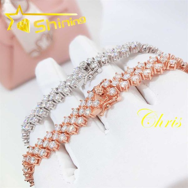 

tennis chain hip hop jewelry gra vvs moissanite diamond cuban bracelet, Silver