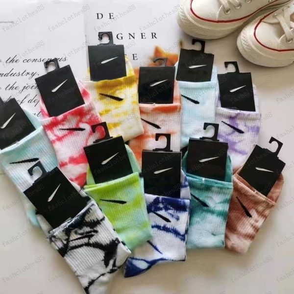 

womens mens tie dye printing socks street printed cotton long harajuku hiphop sport sock for men women couple high socks autumn winter 2023, Black