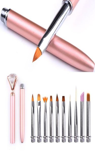 

danceyi nail art pen brush set replace head metal diamond cuticle remover crystal flower drawing painting liner design nail tool6235607, Yellow