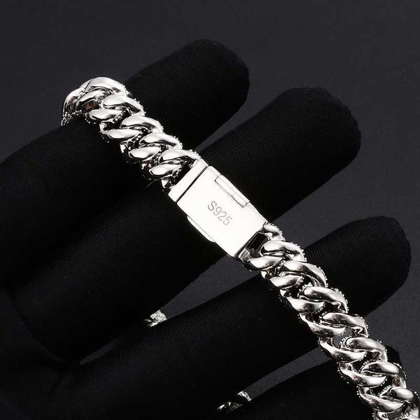 

custom thick 14k 18k gold plated cz iced out jewelry bling vvs moissanite diamond miami cuban link chain necklace, Silver