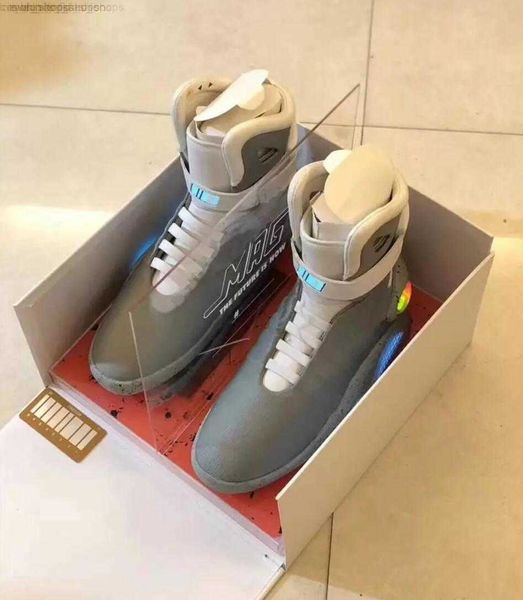 

2023 automatic laces air mag back to the future shoes marty mcfly led mens glow in the dark black red grey high-men sneakers size 40-47