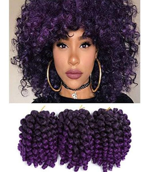 

pack of 3 jamaican bounce crochet hair wand curl synthetic hair crochet braids 8 inch afro kinky braiding hair extensions for blac7557554, Black