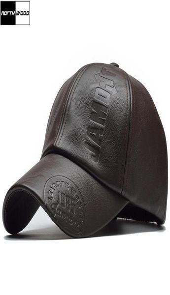 

northwood new winter cap pu leather baseball cap men snapback hat casquette gorras para hombre mens trucker cap2693822, Black;white