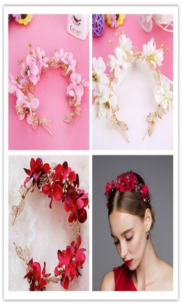 

wedding bridal rose flower headband floral crown tiara hairband pink purple red ivory flowers head bands hair accessories ornament4679449, Slivery;golden