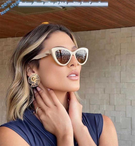 

luxury brands design sunglasses new product miao's sunglass are popular on the internet with same board personalized cat's eye fas, White;black