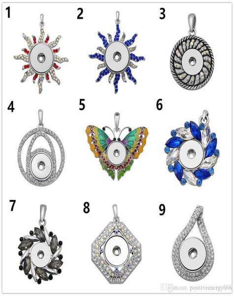 

butterfly shape crystal snap button pendant necklace ginger snap with chain fit 18mm charm diy jewelry gifts3757747, Silver