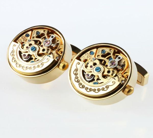 

men business watch movement cufflinks of movable lepton steampunk gear watch mechanism cuff links for mens relojes gemelos sh190921846540, Silver