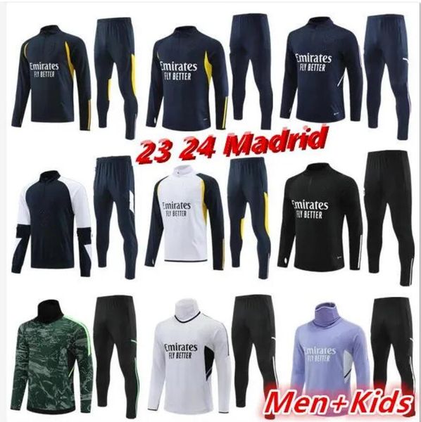 

2023 2024 real madrid tracksuit 22 23 mans half pulled long sleeves football training suit jogging kits men kids soccer football., Black
