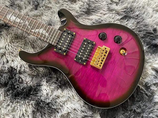 

chinese electric guitar purple color flame maple gold hardware 6 strings