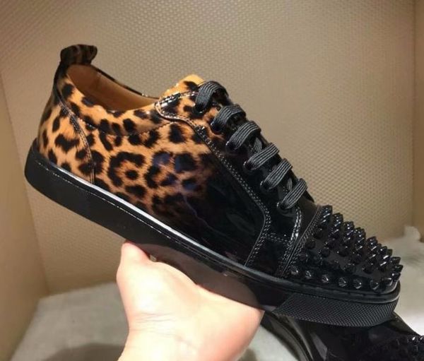 

christians red bottomed low snake leather gold spikes casual flats shoes new luxury for men and women party designer sneakers lo kqk rry, Black
