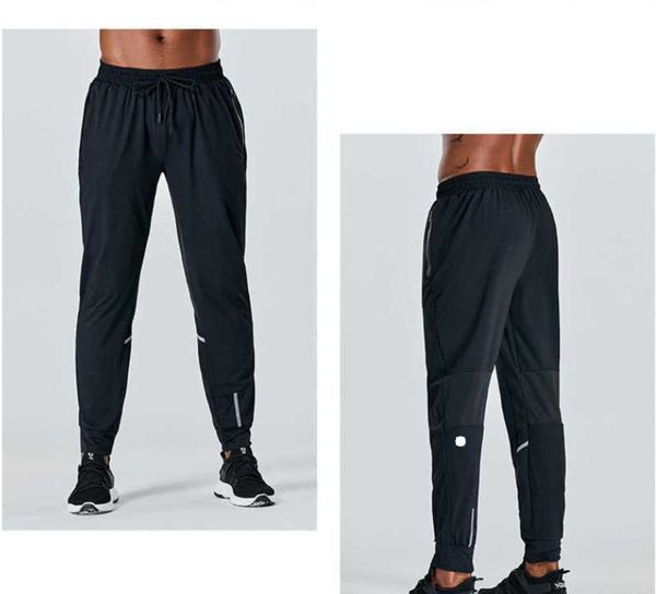 

lulus ll-c621 men's pants yoga outfits men running sport breathable trousers sportswear gym exercise fitness wear fast dry elastic all, Black