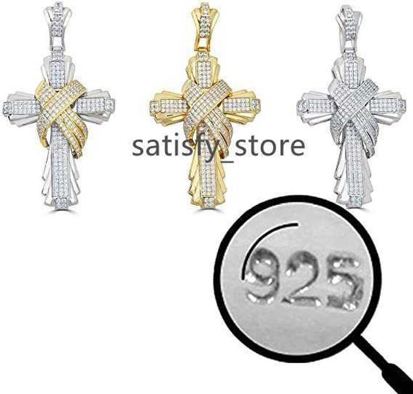 

iced out chain with custom pendantsolid 925 sterling silver cross iced out pendant