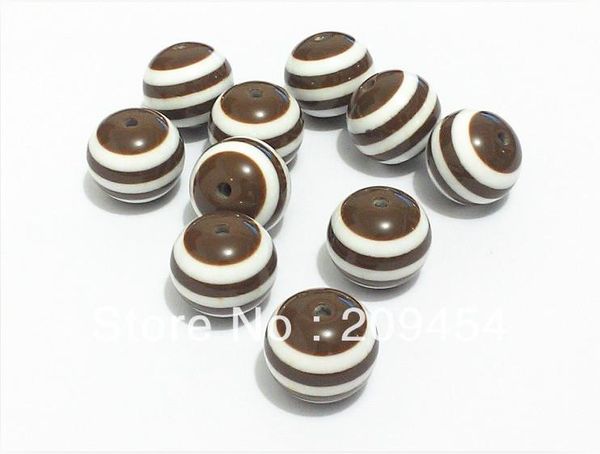 

crystal factory price 20mm 100pcs/lot coffee striped beads, chunky resin stripe beads for chunky necklace