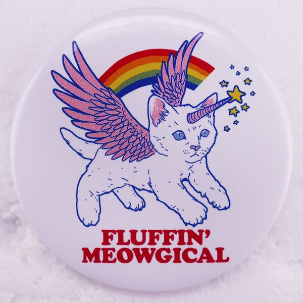 

unicorn cat tinplate brooch cute anime movies games hard enamel pins collect cartoon brooch backpack hat bag collar lapel badges, Blue