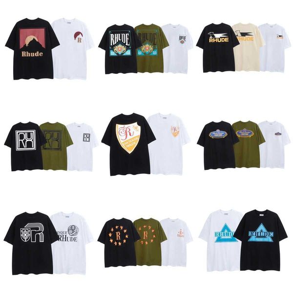 

men's t-shirts 2023 new rhude t-shirt men women casual t-shirt, White;black