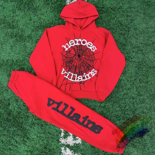 

men's hoodies sweatshirts red metro boomin sp5der 555555 hoodie men women young thug spider web star letter pullover, Black