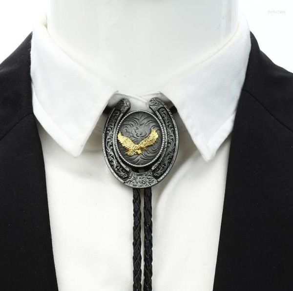 

bow ties naturel stone gold eagle bolo tie for man cowboy western cowgirl leather rope zinc alloy necktiebow bowbow forb222377789, Black;gray