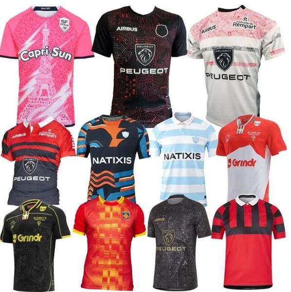 

rugby jerseys 2022 2023 biarritz racing 92 rugby jersey 22 23 french parisunion bordeaux begles home away perpignan ernest wallon warm up si, Black;gray