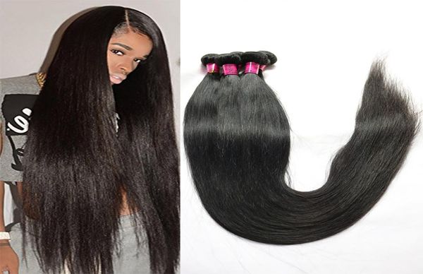 

brazilian virgin hair straight human hair weave bundles 28 30 32 34 36 38 40 inch longest peruvian malaysian indian remy hair exte5073767, Black