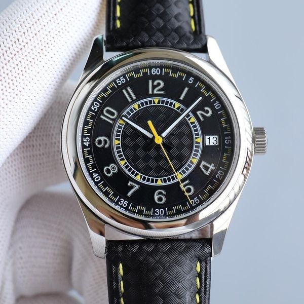 

new product, men's watch, movement with the latest mechanical movement, 316l steel shell watch, italian calf skin belt, color sewing, m, Slivery;golden