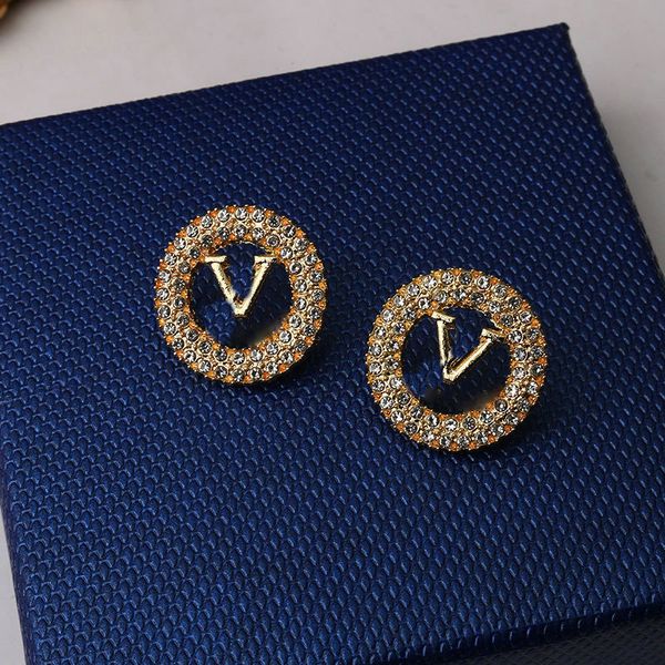 

designer earrings for woman letter stud crystal rhinestone pearl earring earrings wedding party jewerlry accessories, Golden;silver