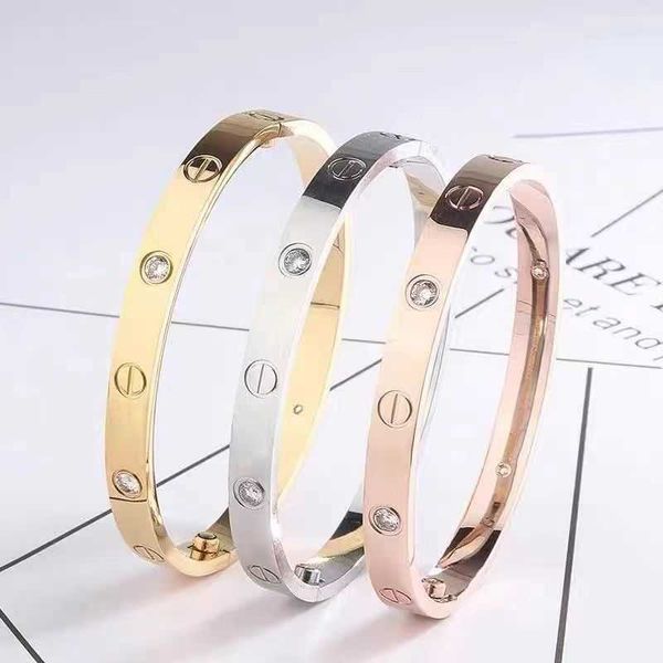 

selling item new classic 18k rose gold love bracelet for men and women wide narrow edition diamond four couple colorless, Black