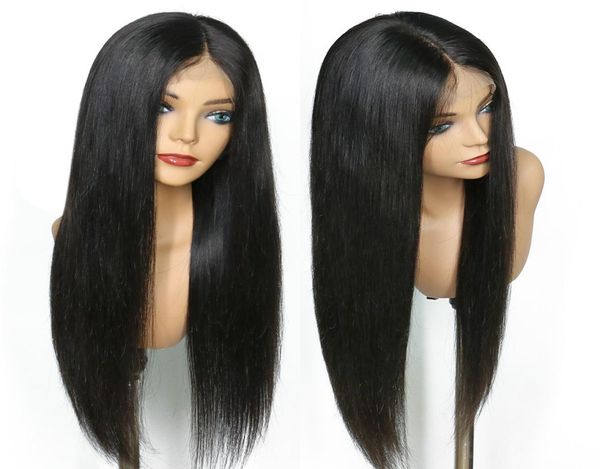 

4x4 lace closure wig straight for black women glueless full end virgin brazilian pre plucked 4x4 lace front human hair wigs 863250, Black;brown