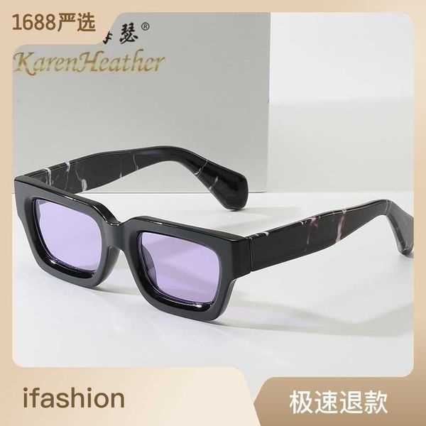 

new fashion small 86608 personality square sunglasses versatile thick frame sunglasses, White;black