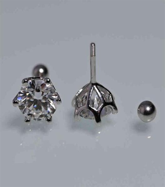 

smyoue 8mm d color 2 0 carat 100 moissanite stud earrings for women screw thread ear studs 925 silver jewelry pass diamond test225196635, Golden;silver