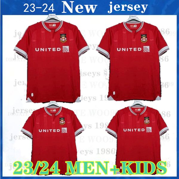 

23 24 wrexham soccer jersey men kids kits jersey 2023 2024 fast-dry short sleeve soccer shirt custom logo outdoor sport t shirts and shorts, Black;yellow
