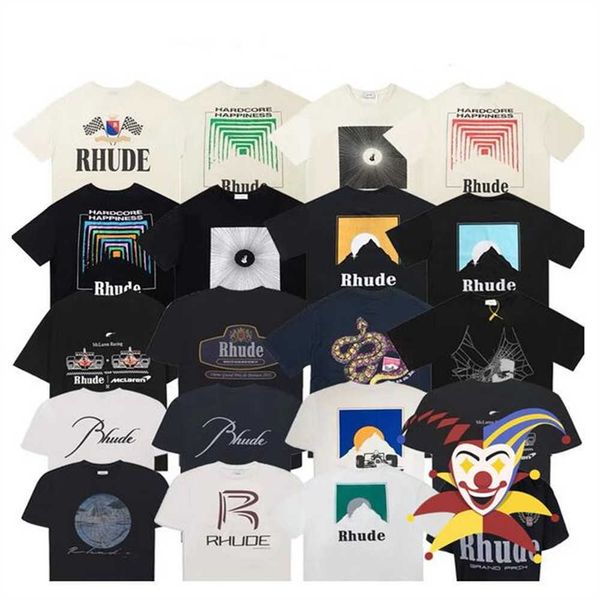 

men's t-shirts 2022ss rhude t shirt men women casual t-shirt, White;black