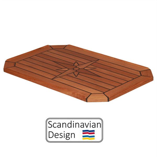 

boat rectangular teak table star inlay square corner 4 sizes marine yacht rv