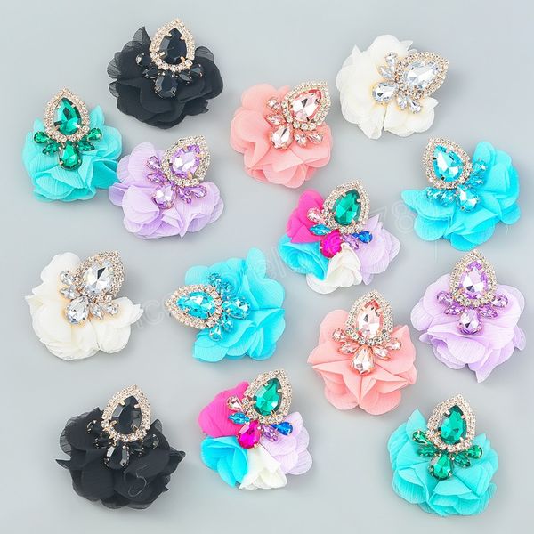 

trend metal rhinestone floral dangle earrings summer party simple statement earrings women's elegant earrings, Silver