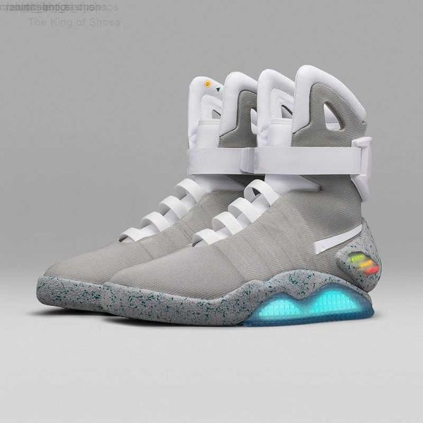 

automatic laces air mag sneakers marty mcfly's led outdoor shoes man back to the future glow in the dark gray boots mcflys mags with bo, Black