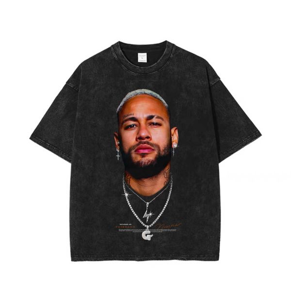 

neymar american small neckline cotton short sleeve t-shirt hip hop trendy sports underlay, White;black