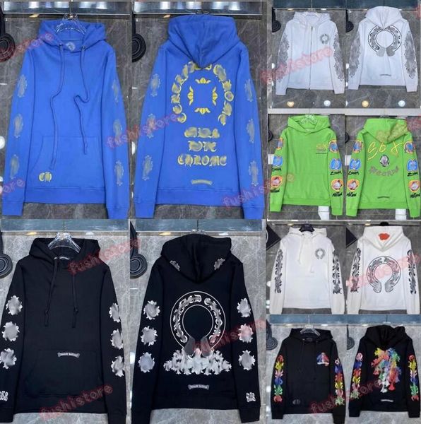 

men's hoodies sweatshirts designer mens womens chromes winter heart hoodie ch long sleeve jacket loose coat hooded hoody man hip hop he, Black