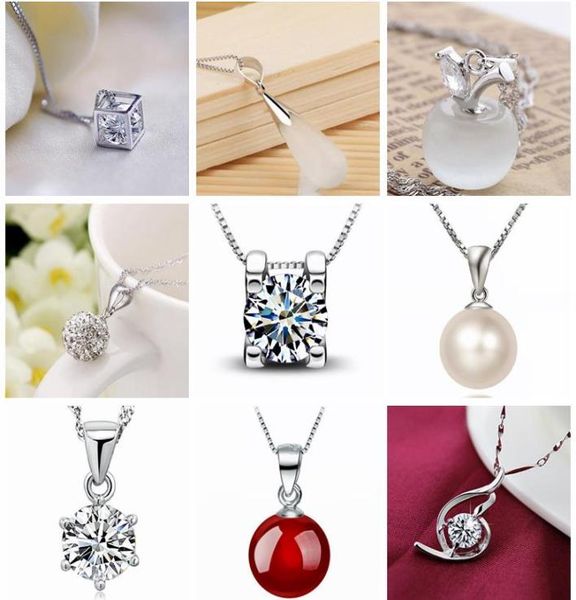 

45 styles 925 sterling silver pendant necklace without chain fashion charms pendants necklaces pearl crystal flower pendants jewel6524402