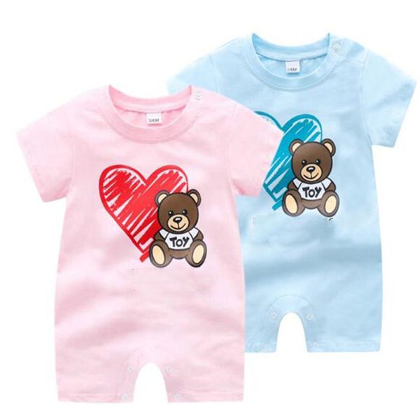 

designer baby rompers short sleeved climbing clothes cotton newborn girl boy jumpsuit pajama cute cartoon toddlers kids clothing, Blue
