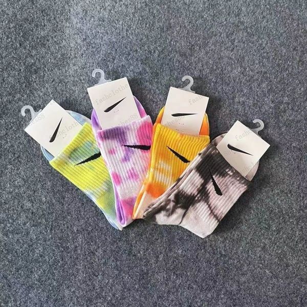 

autumn winter pure cotton men's and women's tie dyed long socks sports high tube tide candy color sock, Black